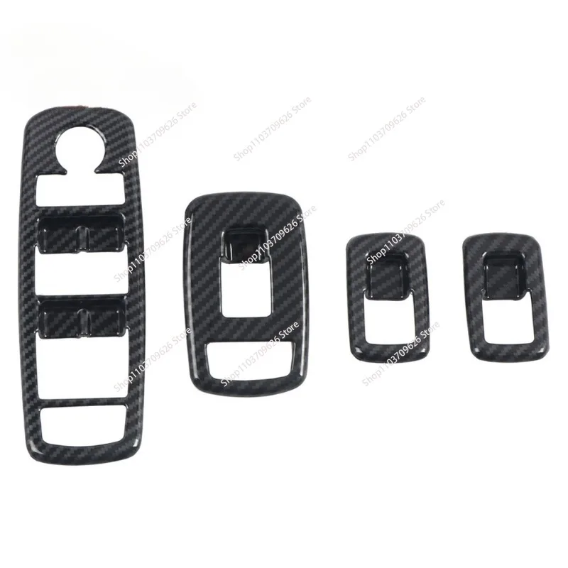 4 Piece Car Window Lift Trim Switch Panel Cover Trim Accessories Carbon Fiber Pattern ABS For Dodge Ram 1500 LHD