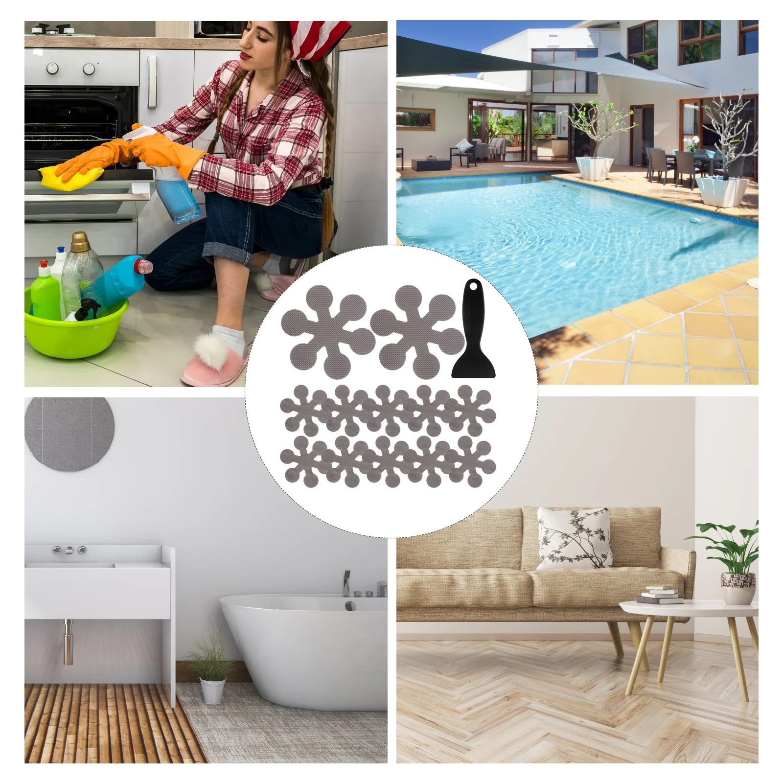 

1Set Snowflake Non-Slipping Stickers Strong Adhesive Anti-Slipping Tapes for Bathroom Shower Stair Floor Tile Pool Home Safety