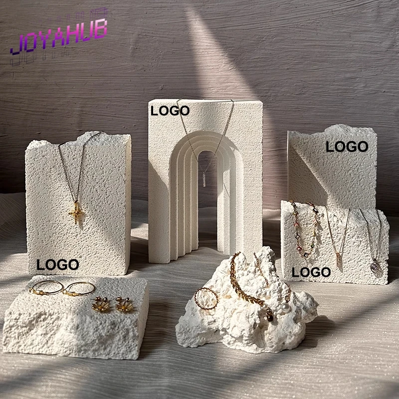 Customized Logo Gypsum Jewelry Display Stand Arched Rectangular matte surface for Photography Creative Decoration Commercial