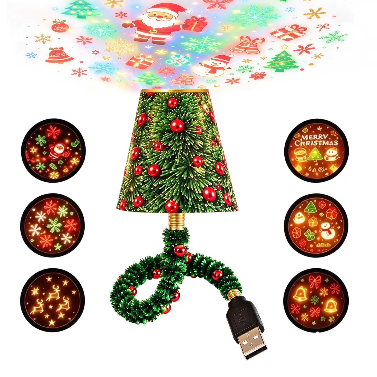 Christmas Room Projector USB Plug And Play Projection Nightlight Christmas Decor Nightlight For Apartment Farmhouse Dormitory
