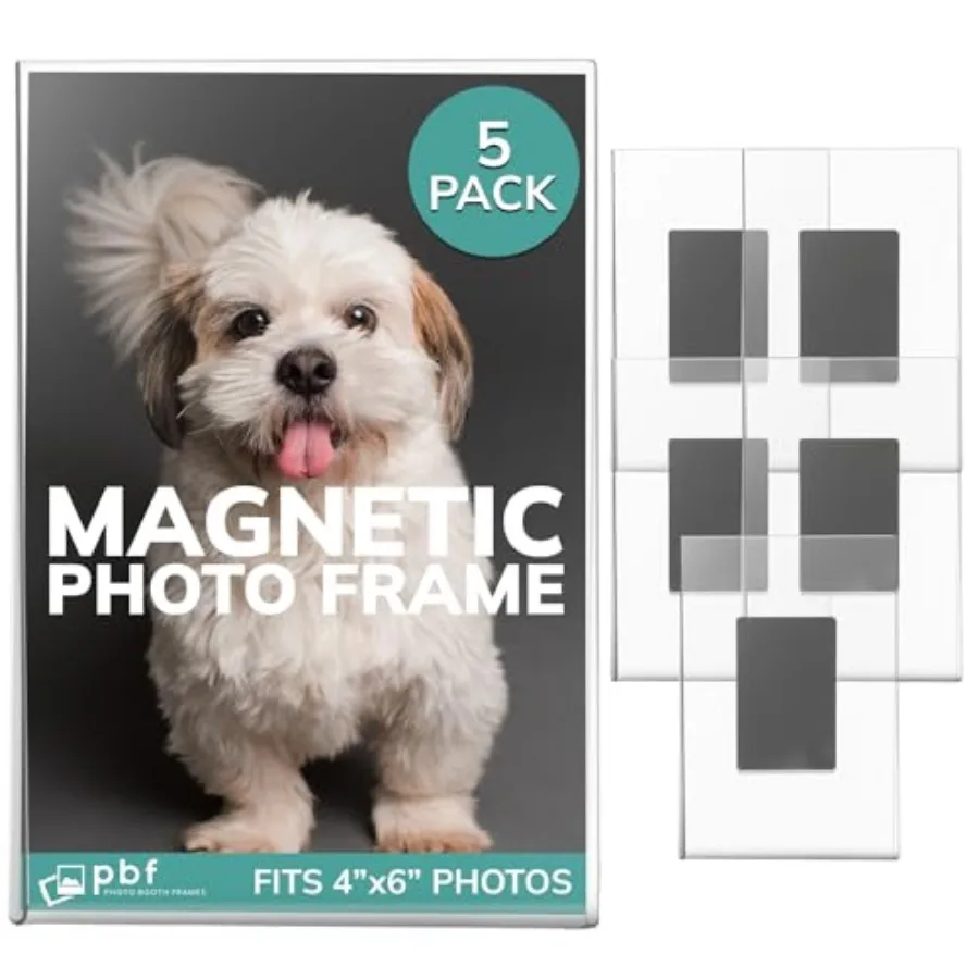 

pbf 4x6 Magnetic Picture Frames for Refrigerator 4 x 6 Clear Magnetic Acrylic Frames Magnetic Photo Holders for Fridge, Locker,