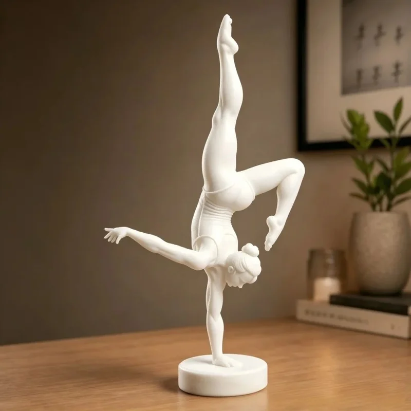 3D Printed Single-Handed Balancing Ballet Dancer Figurine, Modern Artistic Gymnastics Girl Desktop Decorative Sculpture view 2
