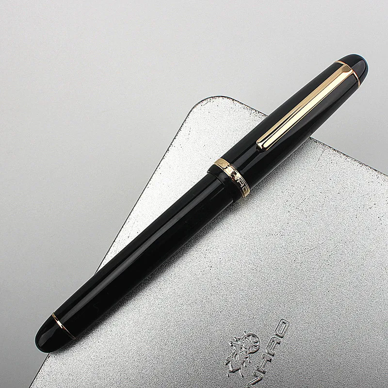 

New color JINHAO X350 Series Fountain Pen Extra Fine 0.38mm Nib Writing Black gold clip Bent (Curved) 1.0mm nib