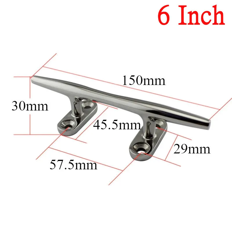 HD 8PCS 6inch 150mm Heavy Duty Stainless Steel Marine Boat Deck Hollow Open Base Cleat Flush Mooring Cleat For Boat Yacht Ship