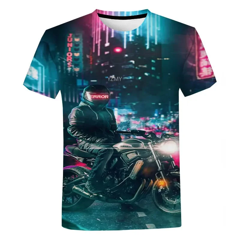

Men Women Summer Round Collar Harajuku Style Tops Tees Motorcycle 3d Print T Shirt Cool Classic Art Shirt