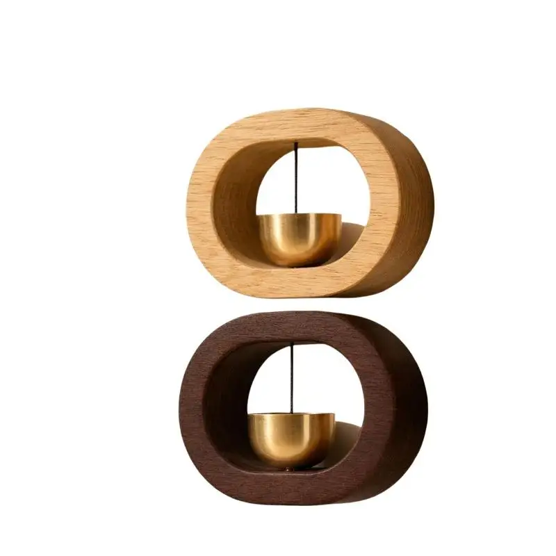 Solid Wood Wind Chime Cartoon Doorbell Japanese Style Magnetic Door Opening Reminder for Studio Entry