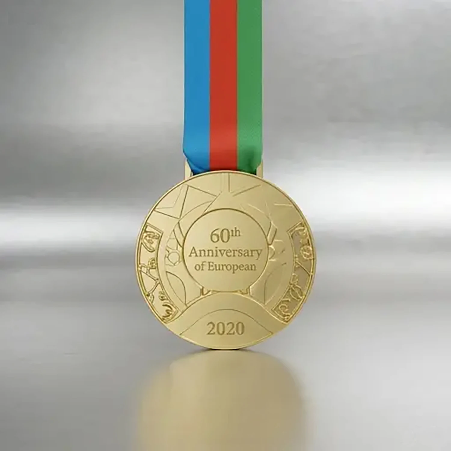 

2020 60th Anniversary of European Style Football Medal with Ribbon Collectible Fan Souvenir