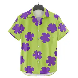 Camisa hawaiana de manga corta para hombre, camisa con estampado completo de patrón pequeño 3d, informal, holgada, de gran tamaño, para playa, nueva