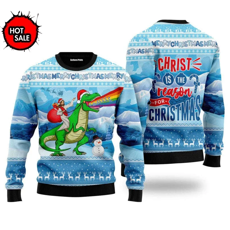 

Men Women Holiday Party Xmas Sweatshirts Happy Birthday Jesus Ugly Sweater Funny Printed Sports Unisex Long Sleeved