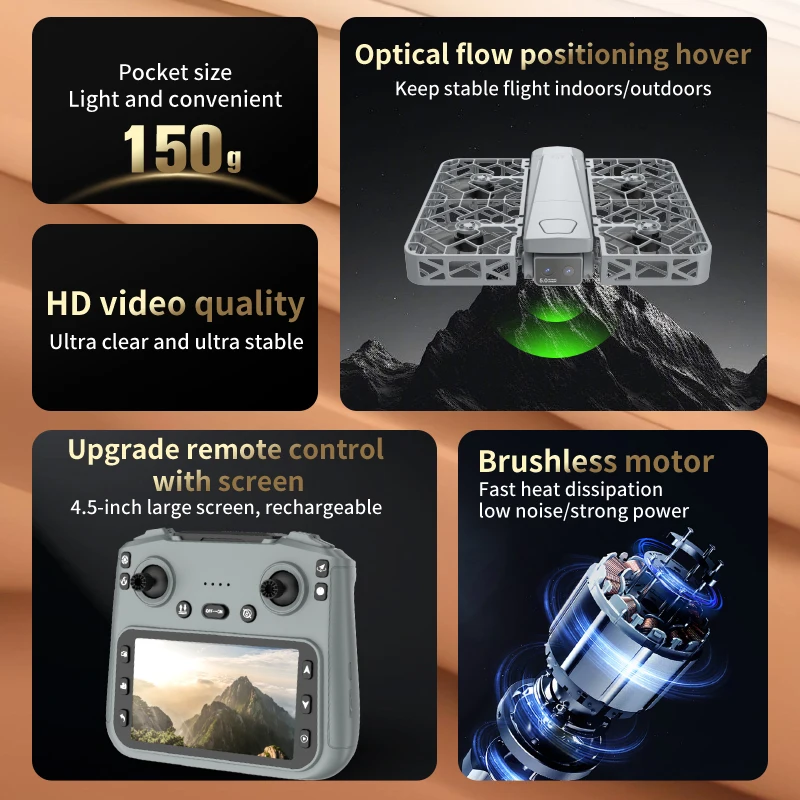 S161 ماكس الطائرة بدون طيار 4K المهنية HD كاميرا فرش واي فاي FPV تحديد المواقع التدفق البصري فيديو الطائرات بدون طيار 4.5 بوصة شاشة التحكم طائرة بدون طيار صغيرة