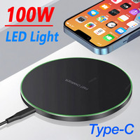 100W LED Light Wireless Charger Pad For iPhone 16 15 14 13 12 Pro Max Samsung Xiaomi AirPods 4/3 Pro2/1 Fast Charging Station