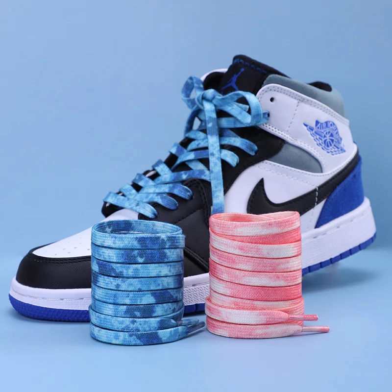 11 Colors Flat Shoelaces Gradient Trend Tie dye Cotton Shoe Laces Used For Sneakers Casual shoes Accessories Shoelace