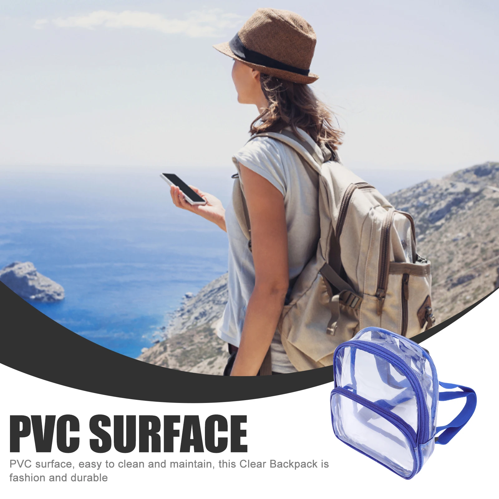 

Waterproof Transparent Backpack Clear Heavy Duty Beach Travel Pvc Durable Kids Women Men Mini Shoulder Bag Sand Beach Decor