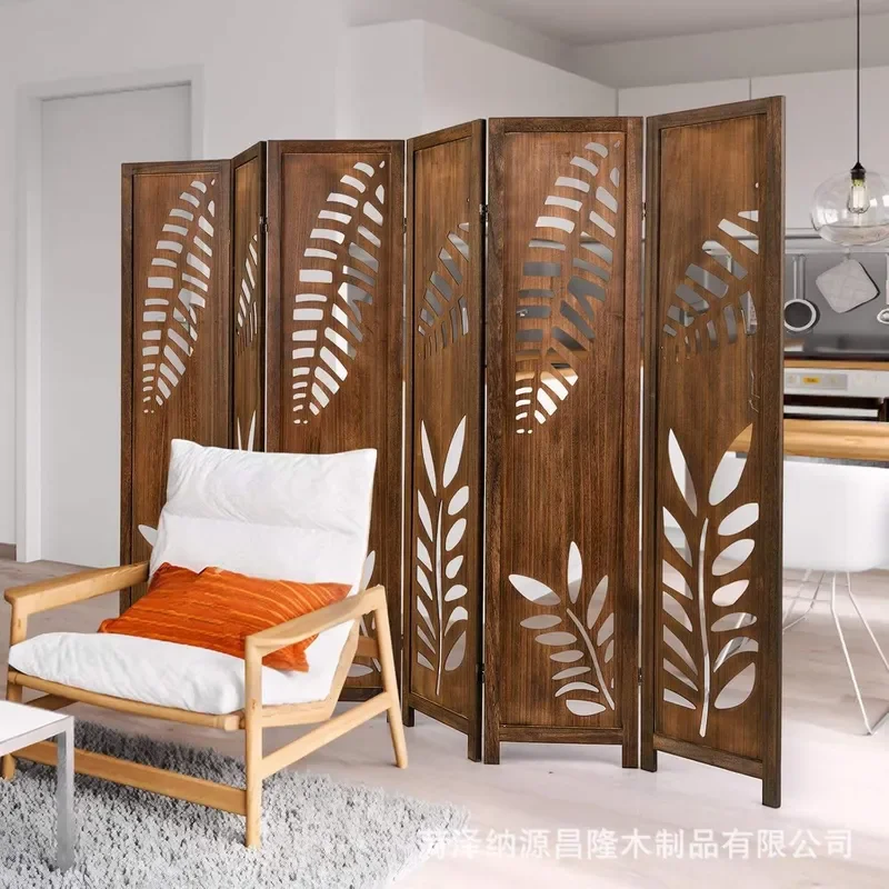 Portable Wooden Folding Screen Room Divider for Office Hotel Lobby Entrance Decorative Partition Wall