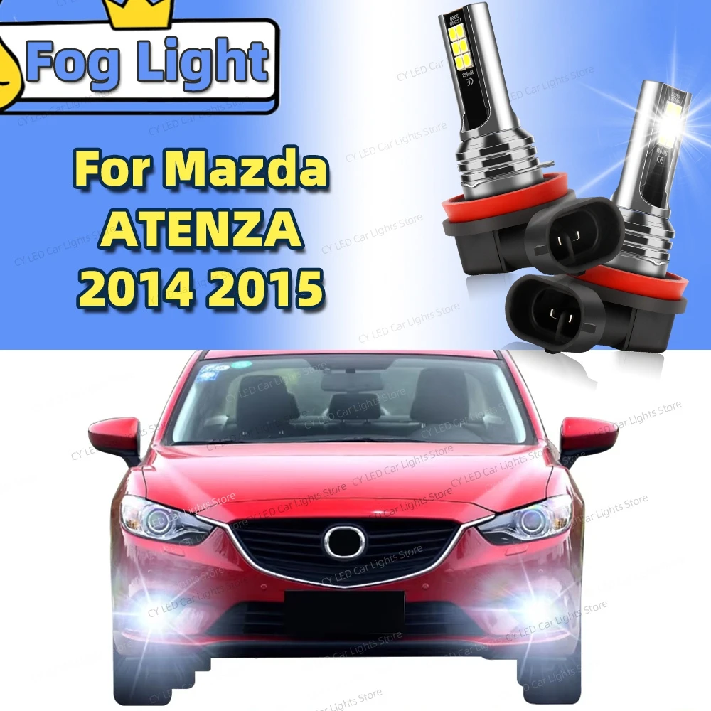 

2Pcs LED Front Fog Light Lamp Casnbus 6000K Car Bulbs For Mazda ATENZA 2014 2015 Plug and Play Accessories 12v