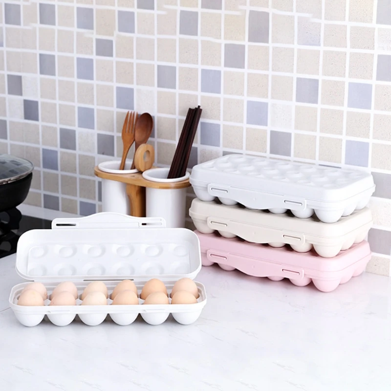 

New Egg Preservation Storage Box Anti-collision Plastic Container with Lid Can Be Stacked 12/18 Grid Refrigerator Egg Box