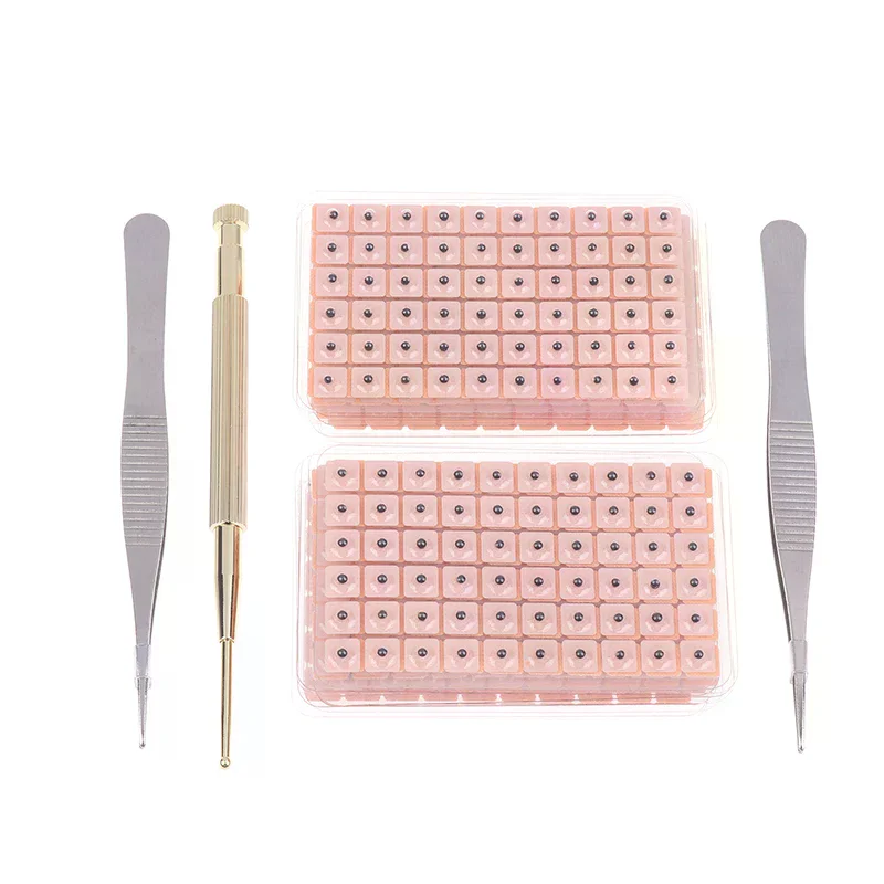 4 In 1 Set Multi-Condition Ear Seeds Acupuncture Auricular Sticker Kit 600pcs With Acupressure Chart Tweezer Auricular Probe