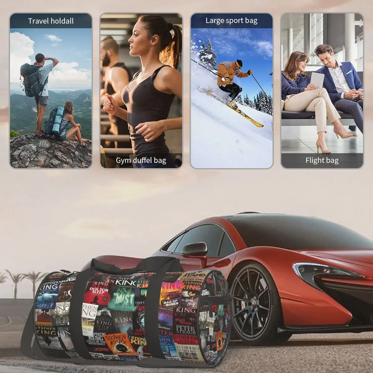 

Обложки для книг Стивен Кинг, большая спортивная сумка с книжным червем ужасов, водонепроницаемая дорожная сумка, сумки для фитнеса