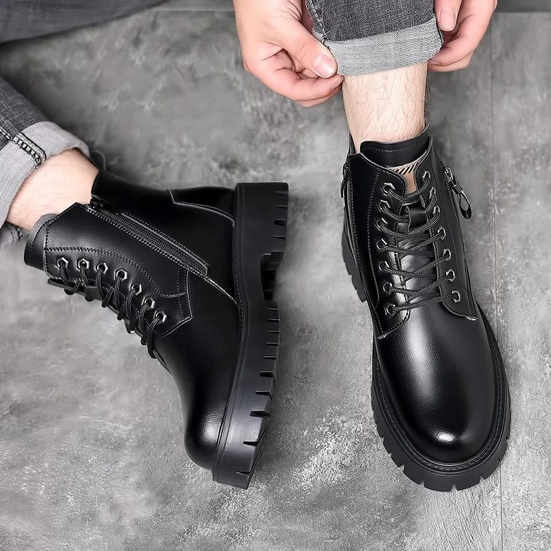 

Thick soled autumn and winter boots Luxury designer style Trendy and fashion streets Casual business High quality leather shoes