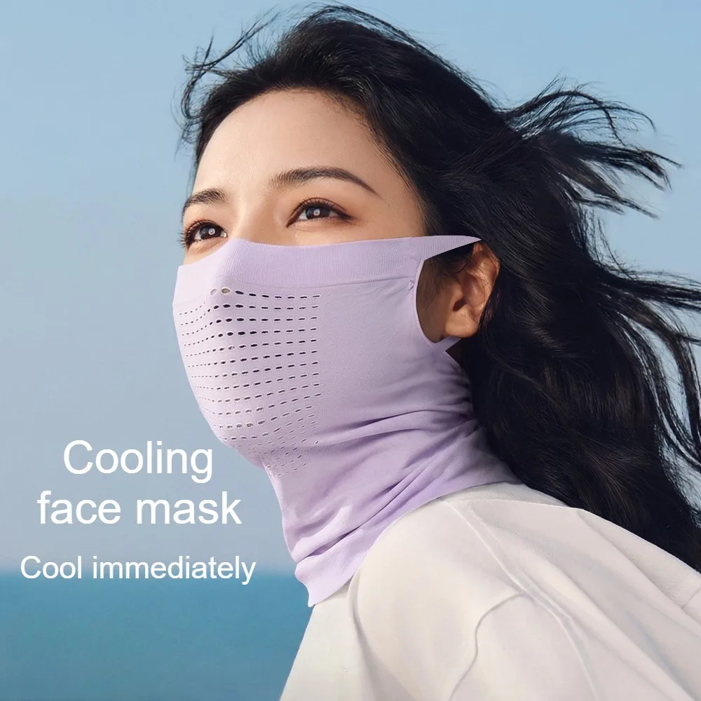 

Ice Silk Ear Hanging Neck Gaiter Breathable Sun Protection Face Mask Outdoor Cycling Headscarf Full Face Shield