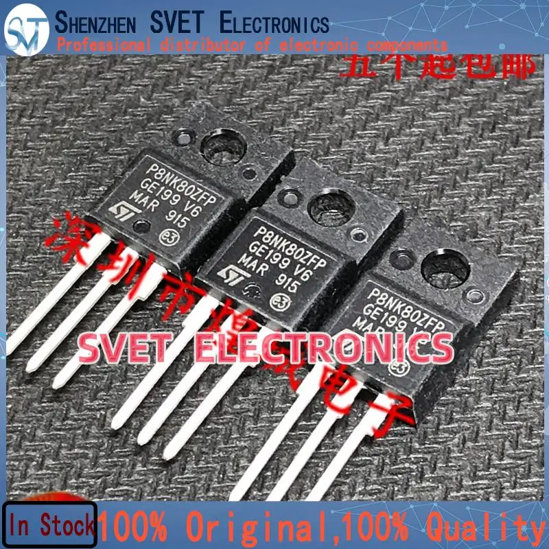 10PCS-50PCS  P8NK80ZFP STP8NK80ZFP  TO-220F 800V 8A Original In Stock Fast shipping