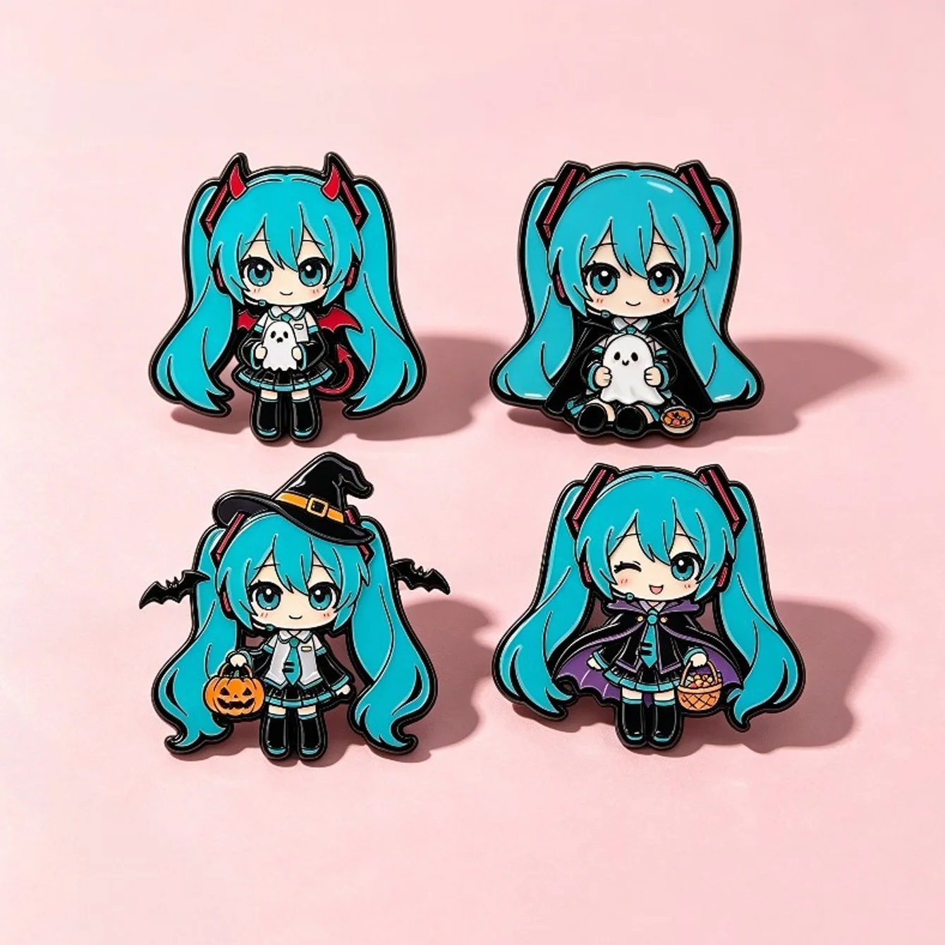 Halloween Themed Blue Twin-haired Anime Girl Metal Decor Badge Cartoon Emblem Ornaments For Backpack Jacket Fashion Decoration view 2