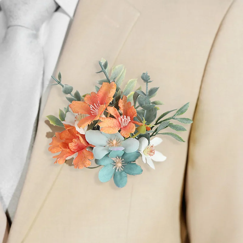 1 PC Boutonniere สําหรับชายสําหรับงานแต่งงาน,กระเป๋า Boutonniere, เจ้าบ่าวเจ้าบ่าว Corsage พรหมพิธีครบรอบ Dinner PARTY ตกแต่ง