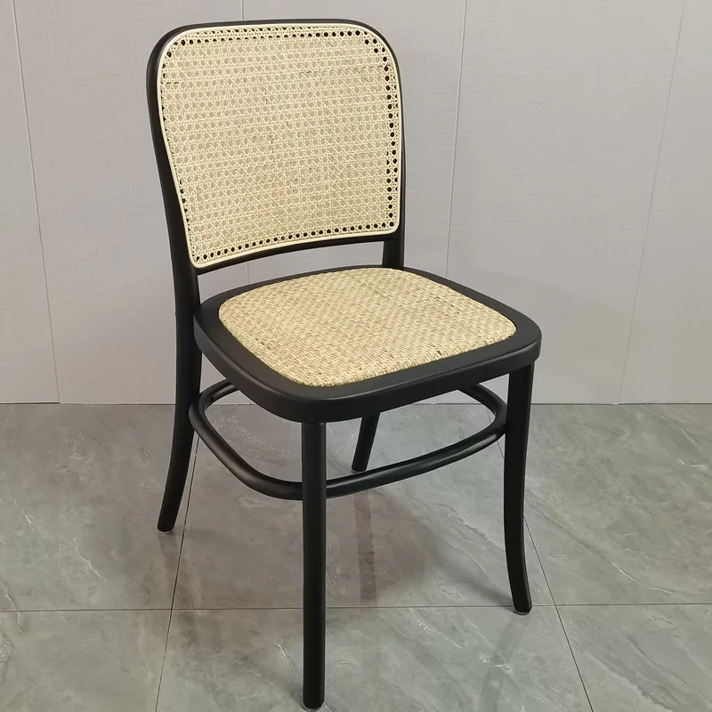 DSA light luxury simple modern medieval log rattan dining chair comfortable artist home coffee tea room chair