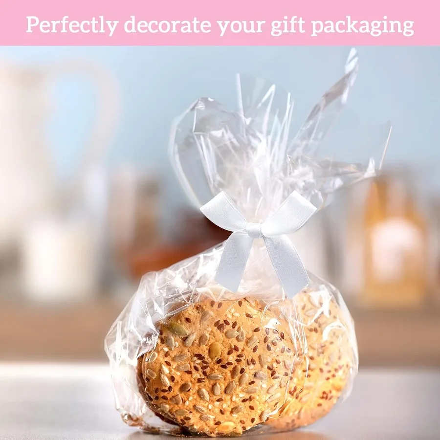 100 Pezzi 2.6 Fiocchi Bianchi Solidi Mini Nastro di Raso Twist Tie Archi per Decorazioni di Nozze Celebrazioni di Laurea Festa di Compleanno