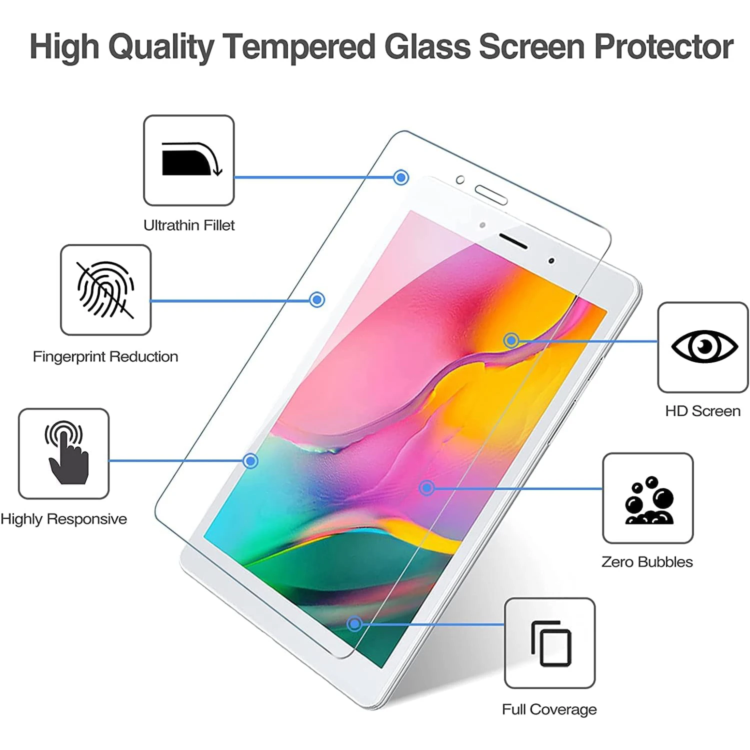 2pcs 9H Tempered Glass For Samsung Galaxy Tab A 8.0'' 2019 SM-T290 SM-T295 Clear Screen Protector Anti Scratch Protective Film
