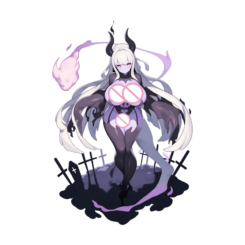 

EARLFAMILY Ghost Girl Succubus Car Stickers Artistic Personality Rear Windshield Decals JDM Scratch-Proof PVC VAN Decoration