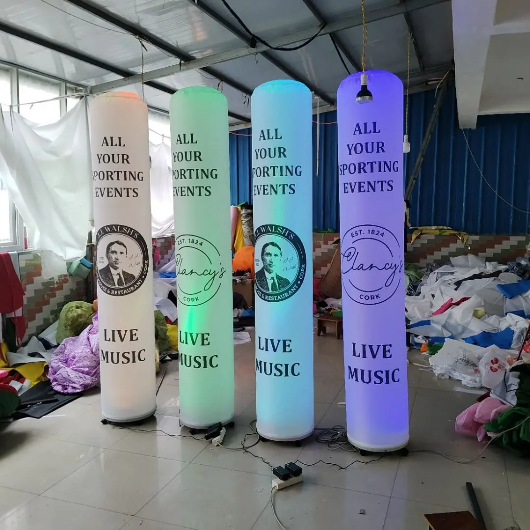 Colonna gonfiabile colorata personalizzata per pilastri LED Oxford da 2,2 m H con faretti LED a 16 colori che cambiano per la decorazione scenica