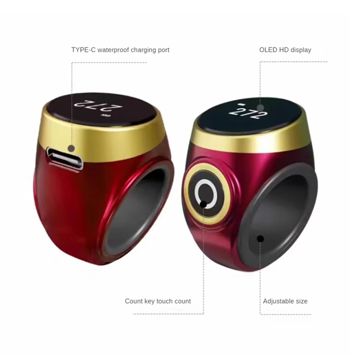 Contador de conteo Digital electrónico a presión manual, estilo étnico, puntos portátiles, anillo recargable, Idea Tally counter-c