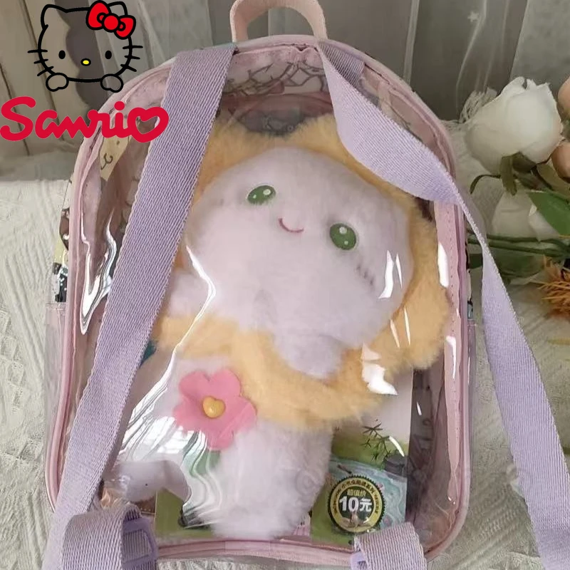 Sanrio New Children's Backpack Transparent PVC Sequins Fashion Children's Schoolbag Cartoon Cute Waterproof Mini Backpack