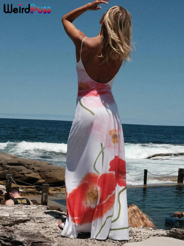 Rare Puss Zomerbloemen Camis Jurk Vrouwen 2024 Nieuwe Trend Mouwloze Zachte Stretch Zoete Maxi Bodycon Skinny Elastische Vestidos