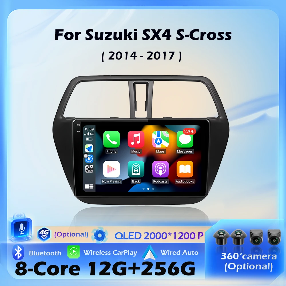 Car Radio GPS Multimedia Player For Suzuki SX4 S-Cross 2014 2015 2016 2017 Wireless Carplay DSP WIF 4G Android 16 Bluetooth 9