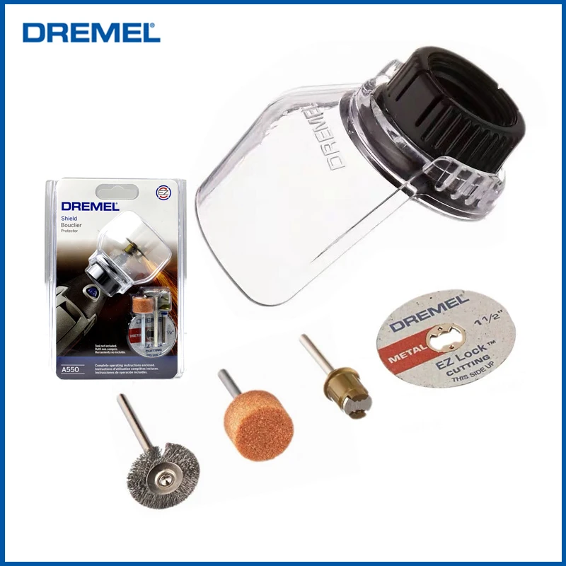 Dremel A550 Rotary Tool Shield Attachment Kit With 4 Accessories Electric Grinder Cover Metal Polishing Cutting Wheel Protector