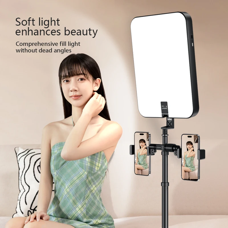 

14 Inch Portable Fill Light Bracket, Foldable Large Capacity 4000mah Luggage Fill Light Bracket Dual Phone Position YY-3