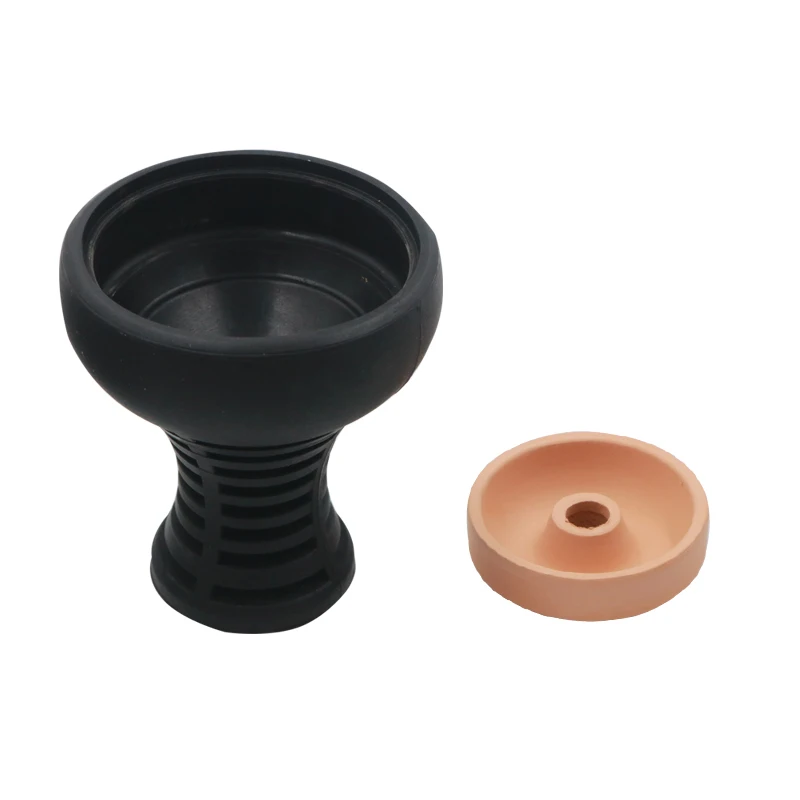 SY 1PC Single Hole Black Silicone & Ceramic Red Mud Shisha Bowl Shisha Tobacco Bowl Chicha Hookah Smoking Accessories Vattenpipa