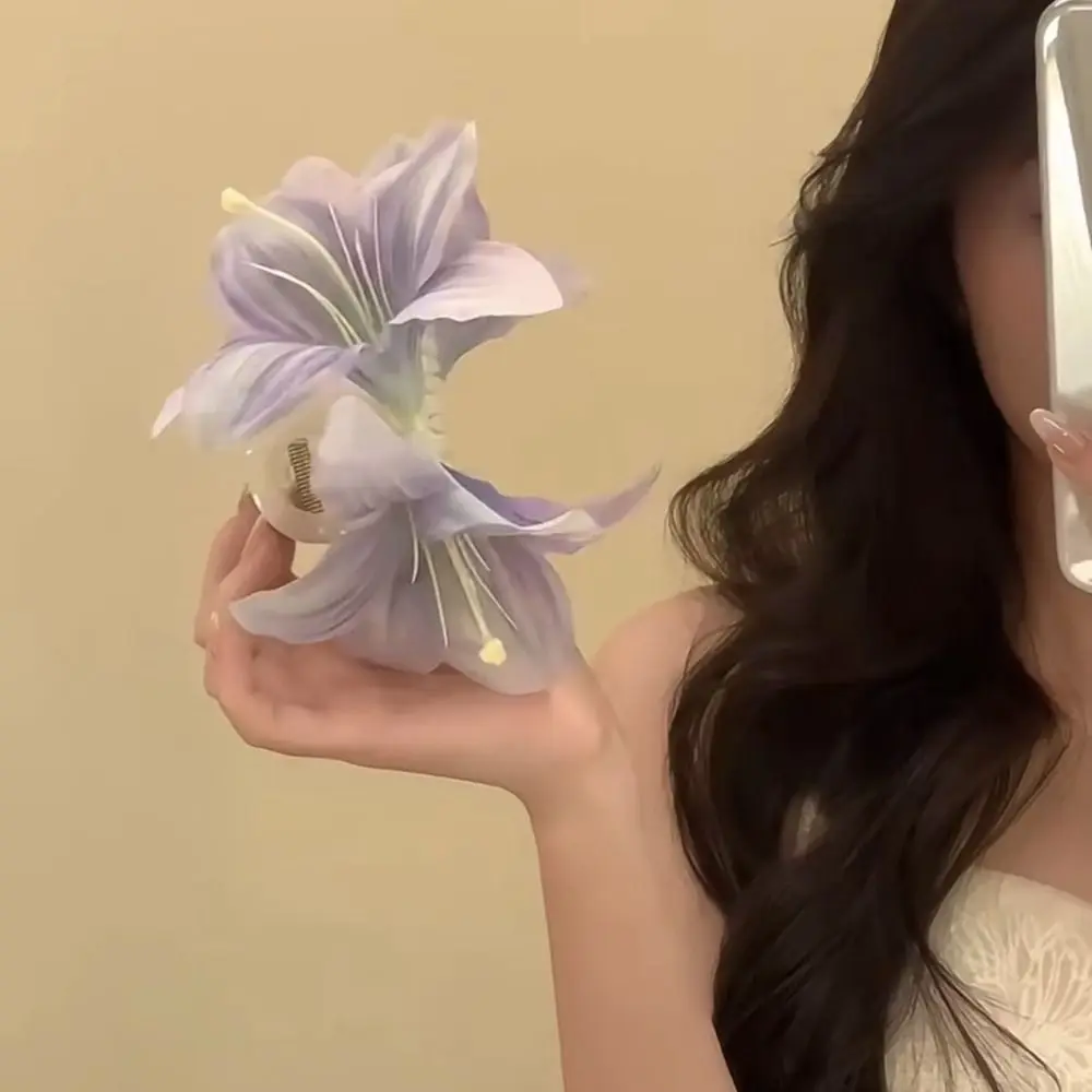 

Bohemia Barrettes Lilium Flower Hair Claw Large Shark Clip Cute Hairpin Calla Hair Clip Grab Clip Headdress Big Hair Claw Female