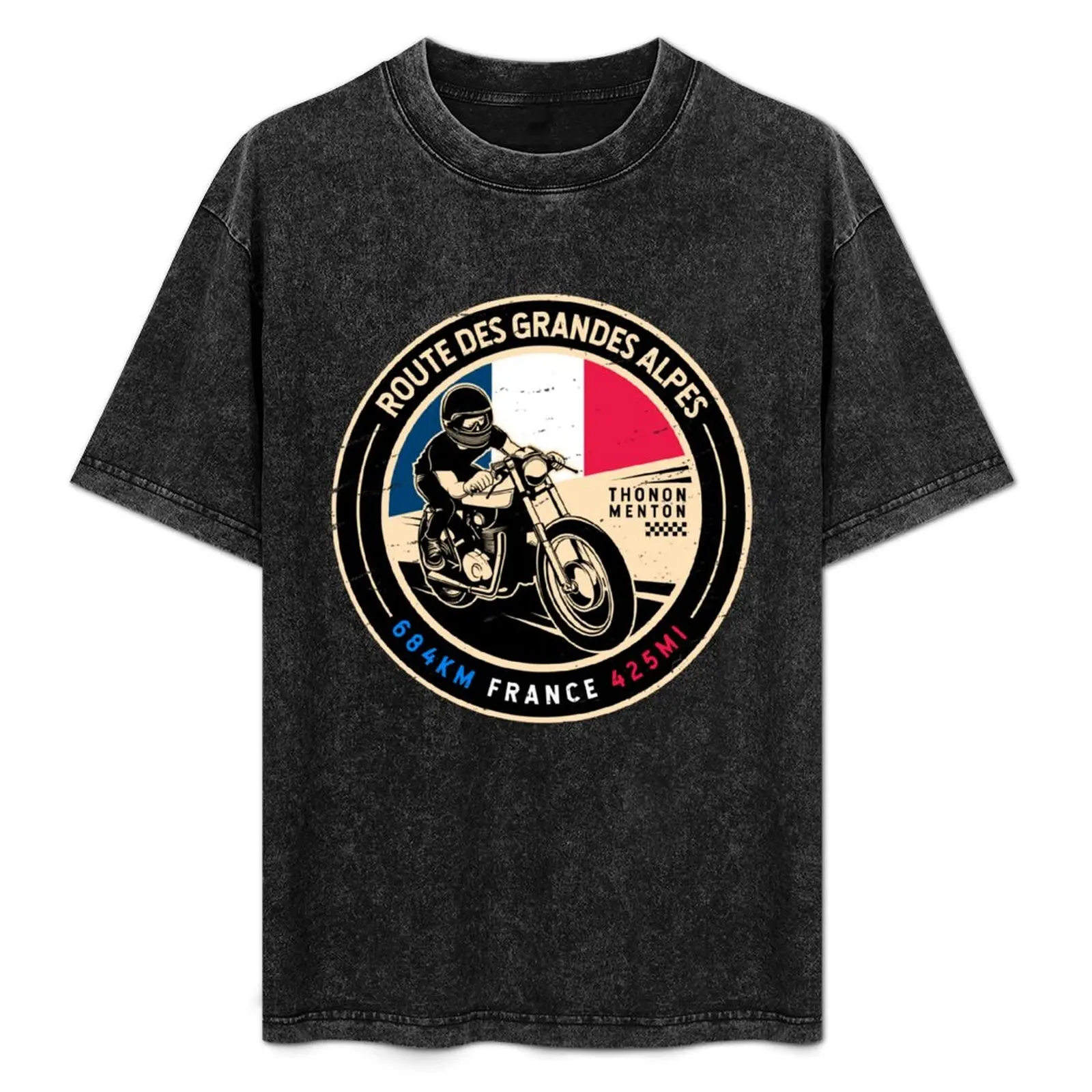 Route des Grandes Alpes France Motorcycle T-Shirt clothes plus size tops vintage summer tops black t-shirts for men