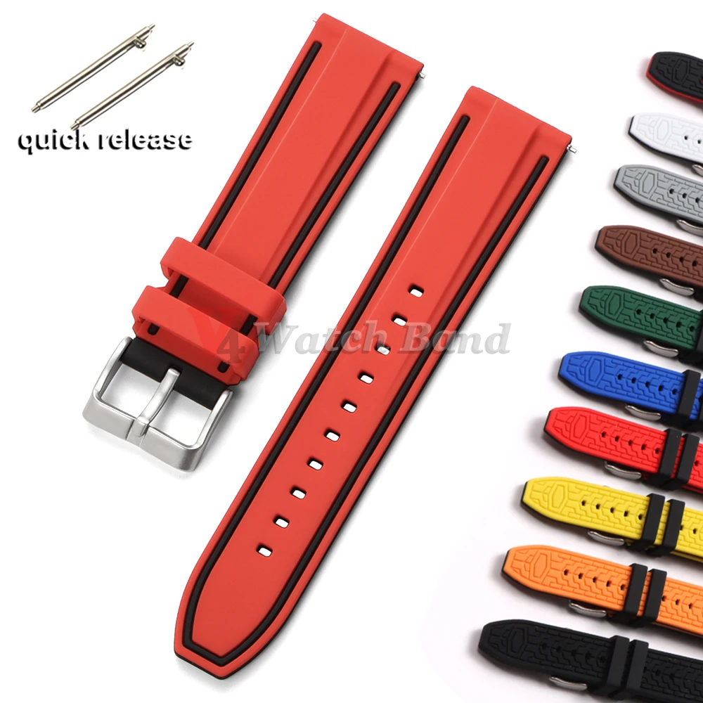 Silikon-Uhrenarmband, 20 mm, 22 mm, 24 mm, weiche Schnellverschluss-Gummi-Uhrenarmbänder für Samsung Galaxy für Garmin für Huawei Watch