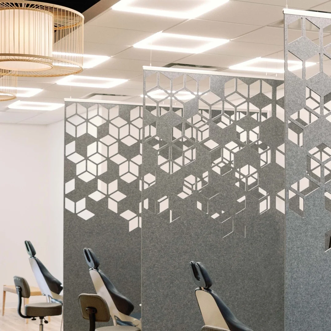 Modern Design Room Divider Floor Partition Noise Cancelling PET Felt Polyester Fiber Acoustic Hanging Screens