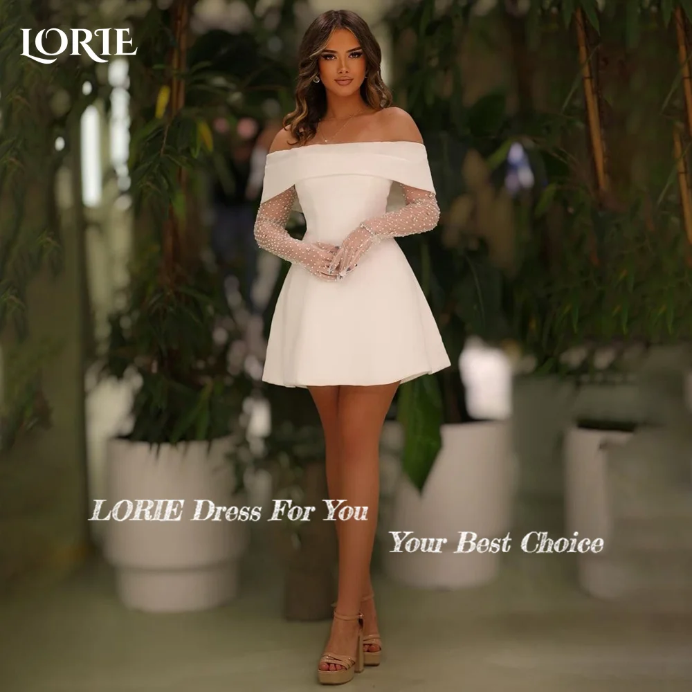 LORIE Abiti da sposa corti con spalle scoperte Corsetto Sexy A-Line Backless Personalizzato Mini abito da sposa Ballo principessa abiti da sposa