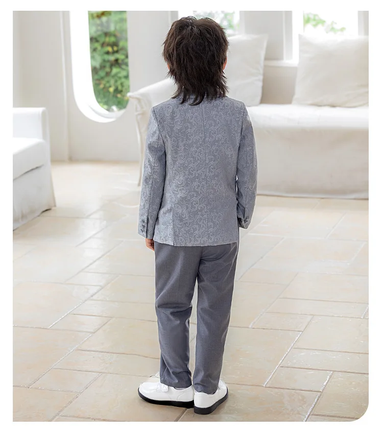 Kinder-Jungen-Jacquard-Blazer-Anzug-Set, Neujahrs-Blumenjungen-Hochzeitskostüm, Gastgeber-Outfit für Klavierauftritte, Bühnen- und Partykleidung – Detail 12
