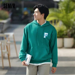 Semir 2024 Sweatshirt Men Spring With Dropped Shoulder Sleeves Loose Comfortable And Warm Hooded Pullover Top With Simple Print