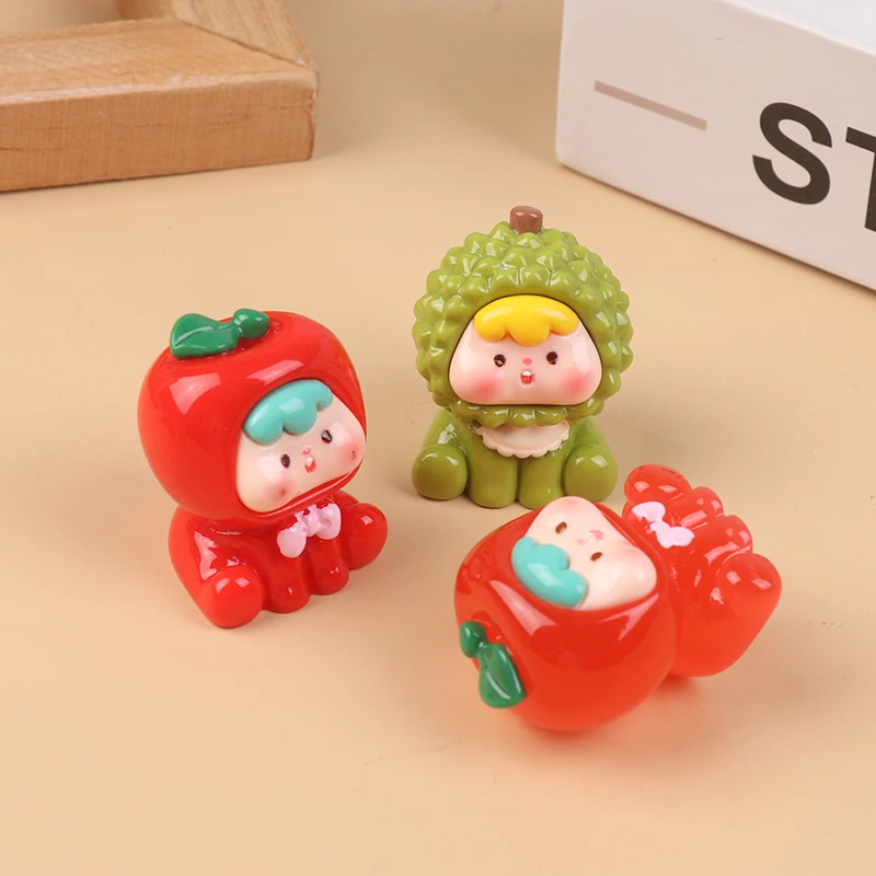 Cute Fruit Noctilucous Miniature Figurine Resin Crafts DIY Car Interior Decorations Mini Cartoon Image Micro Landscape Ornaments