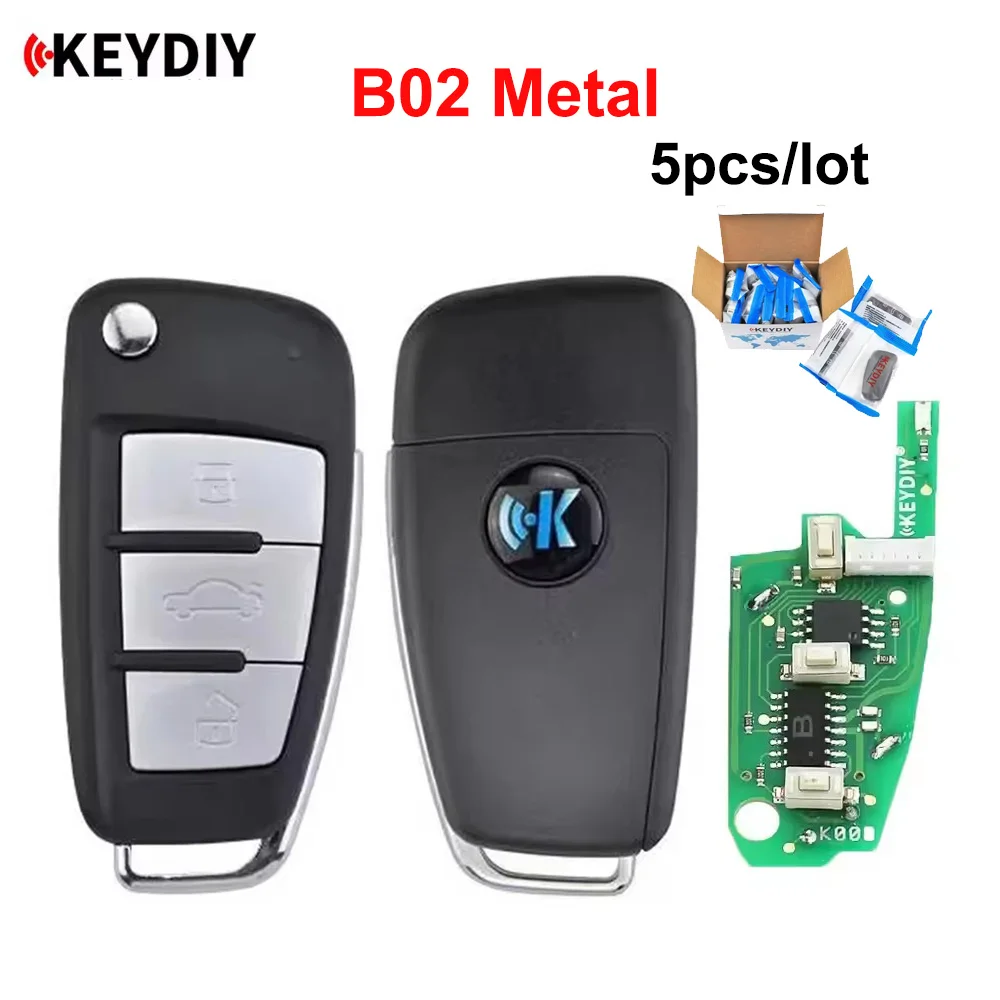 5 Buah KEYDIY KD B02-Kunci Mobil Pintar Logam 3 Tombol Seri B untuk Remote Control Gaya Audi A6L untuk KD900 KD900 + URG200 KD-X2 Mini KD