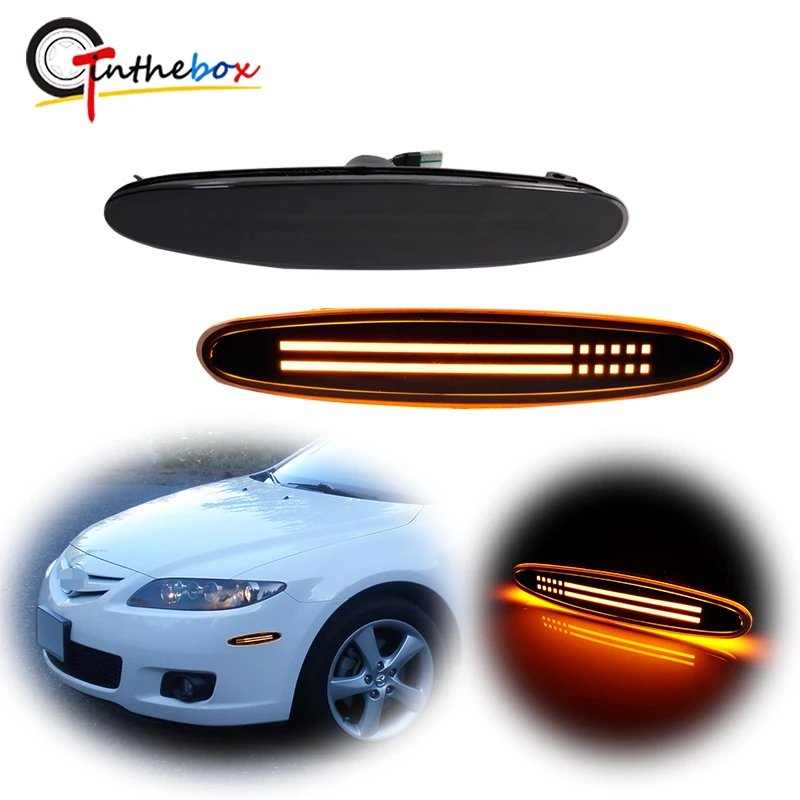 2pcs Car Front Bumper Side Marker Lights For 2003-2008 Mazda 6 Mazdaspeed6 GG GY GG1 GY1 Fender Flare Lights Amber / White LED