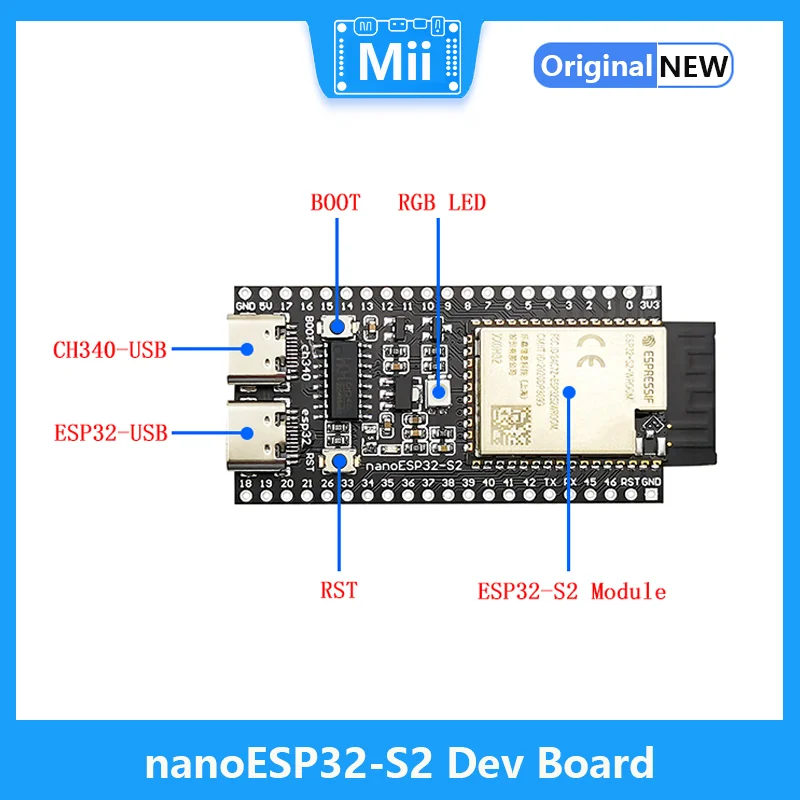 NanoESP32-S2 Development Board Minimum Systeem ESP32-S2 Core Board Espressif Iot Dual TYPE-C